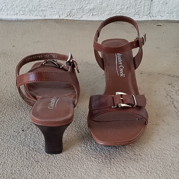 COLDWATER CREEK BROWN BUCKLE SANDAL HEEL SHOE 7 - Picture 5 of 8
